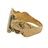 Antique Victorian Solid 14kt Yellow Gold "CC" Men's Signet Ring with Two Figures Size 13