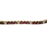 Vintage Solid 14kt Yellow Gold Alternating Ruby and Diamond 7" Tennis Bracelet
