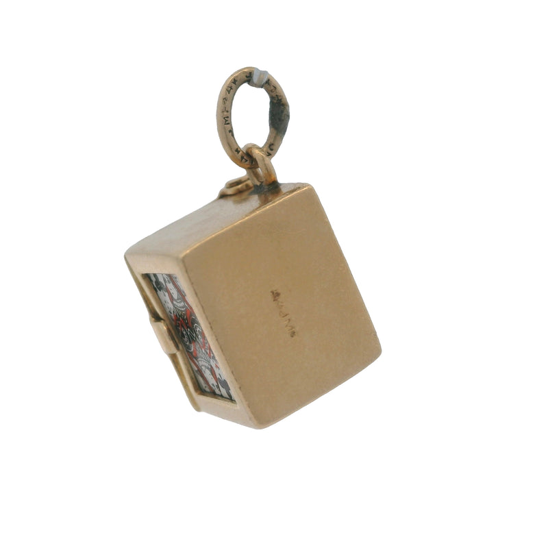 Vintage Solid 14kt Yellow Gold Mini Playing Card Deck With Openable Case Charm