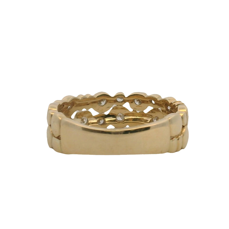 Sonia B Solid 14kt Yellow Gold and Bezel Set Diamond Double Row Bubble Ring Size 9.25