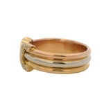 Authentic Vintage 1997 Cartier Tri-Tone 18kt Gold 8mm Double C Wrap Ring Size 7