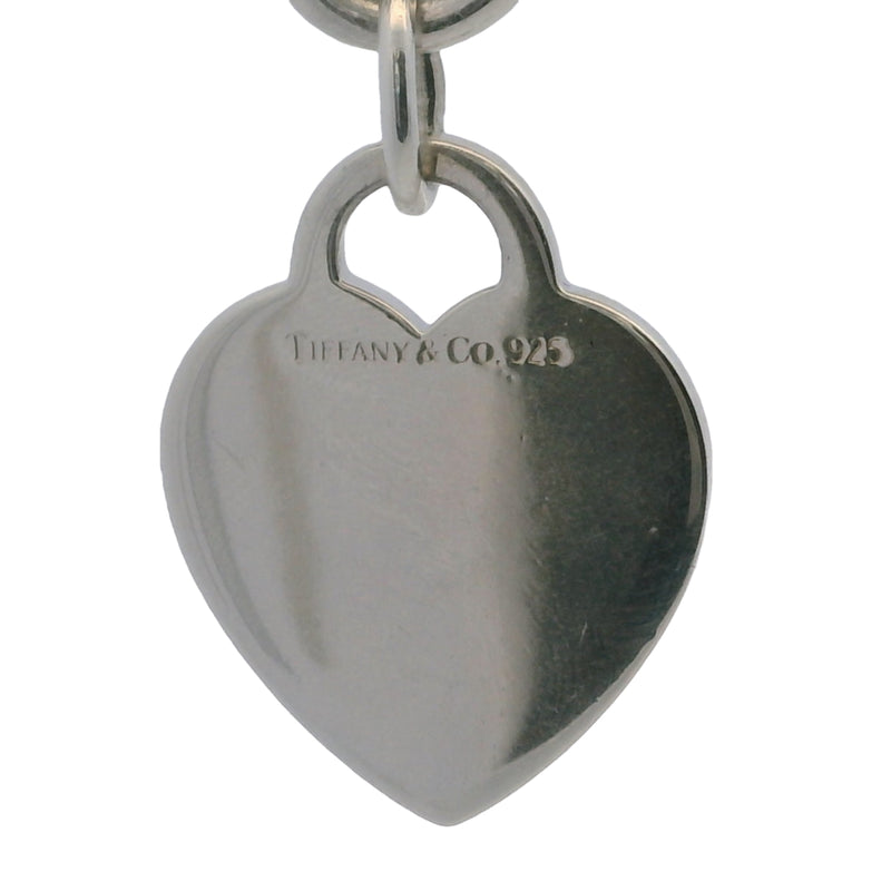 Vintage Tiffany & CO 925 Sterling Silver Cable Chain Link Bracelet with Engravable Classic Heart Tag