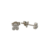 Beny Sofer Solid 14k 585 White Gold Bezel 3 Diamond Cluster Stud Earrings