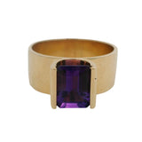 Vintage Skalet Solid 14kt Yellow Gold Tension-Set Amethyst Solitaire Cocktail Ring 9