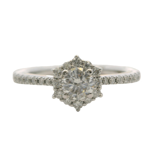 Enchanted Disney Tinkerbell Collection 2-Tone Gold Halo Diamond Engagement Ring Size 6.75
