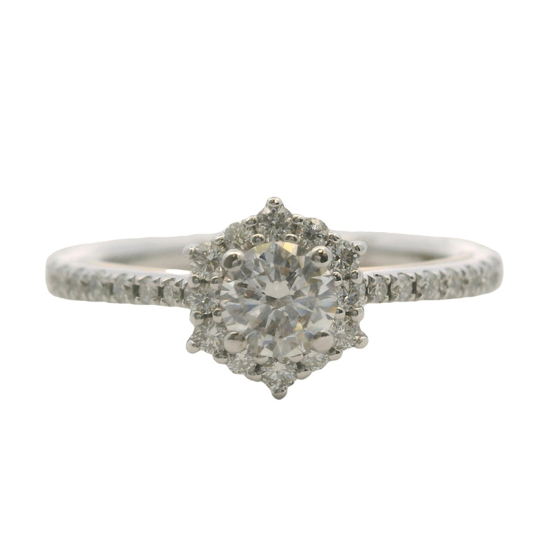 Enchanted Disney Tinkerbell Collection 2-Tone Gold Halo Diamond Engagement Ring Size 6.75