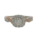 Neil Lane 14k Rose and White Gold Diamond Halo Twist Band Engagement Ring Size 4
