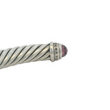 David Yurman 925 Sterling Silver Classic Cable Amethyst and Diamond Cuff Bracelet 7"
