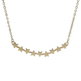 Solid 14kt Yellow Gold 18" Line of Stars Stationed on Cable Chain Necklace