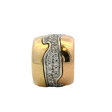 Georg Jensen Solid 18kt Tri Tone Gold Luxury Pave Diamond Fusion Bead Pendant