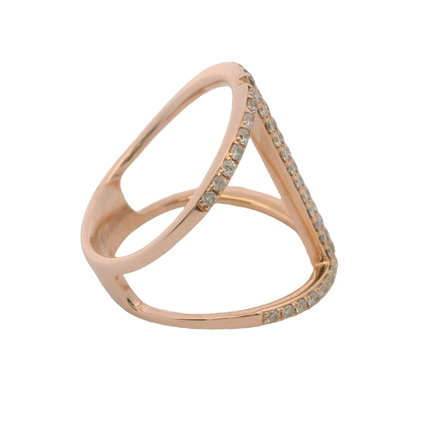 EFFY Solid 14kt Rose Gold and Diamond Cocktail Long Cage Ring Size 7