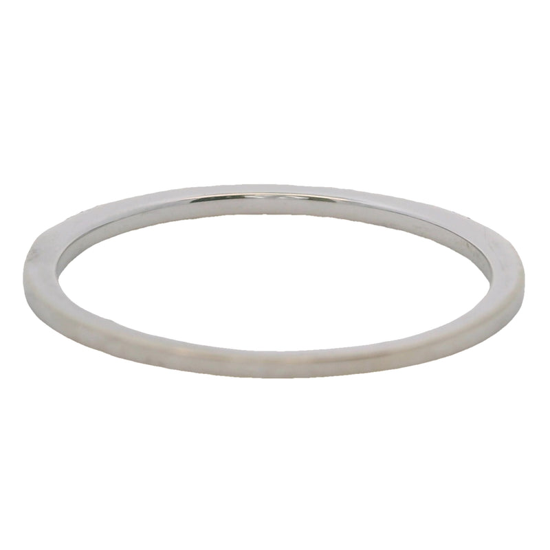 Solid 14kt White Gold and Diamond 1.3mm Stackable Wedding Band Ring Size 7.75
