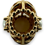 PANDORA 14kt Yellow Gold Retired Love and Appreciation Spacer Charm with CZ Cubic Zirconias Pendant ALE 585