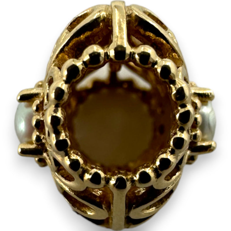 PANDORA 14kt Yellow Gold Retired Love and Appreciation Spacer Charm with CZ Cubic Zirconias Pendant ALE 585