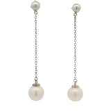 Vintage Tiffany & Co Ziegfeld Collection Solid 925 Sterling Silver and Freshwater Pearl Dangle Earrings