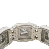Vintage Solid 18kt White Gold and 2ctw Princess and Round Cut Natural Diamond Eternity Band Ring Size 6.5