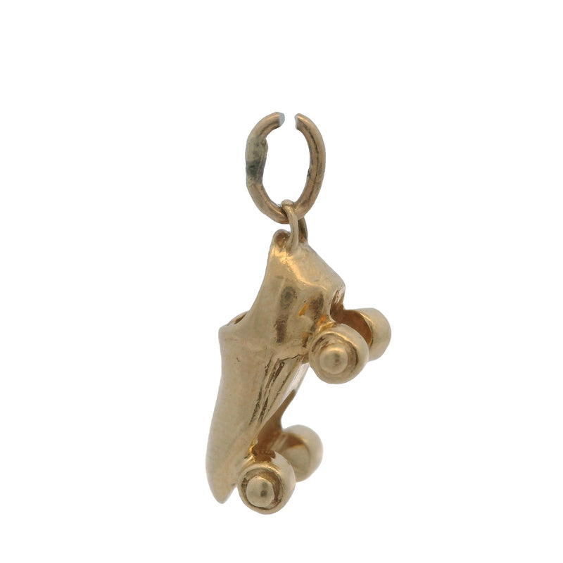 Charm colgante de afición con forma de patín de oro amarillo macizo de 14 kt
