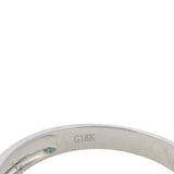 Solid 18kt White Gold Jade Inlay Bar Ring with Accent Diamonds Size 6.5