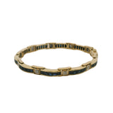 Natural Sapphire & Diamond Bar Link Station 18K 750 Yellow Gold Bracelet