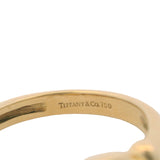 Vintage Tiffany & Co Solid 18kt Yellow Gold Pearl Solitaire Scalloped Band Ring Size 5.5