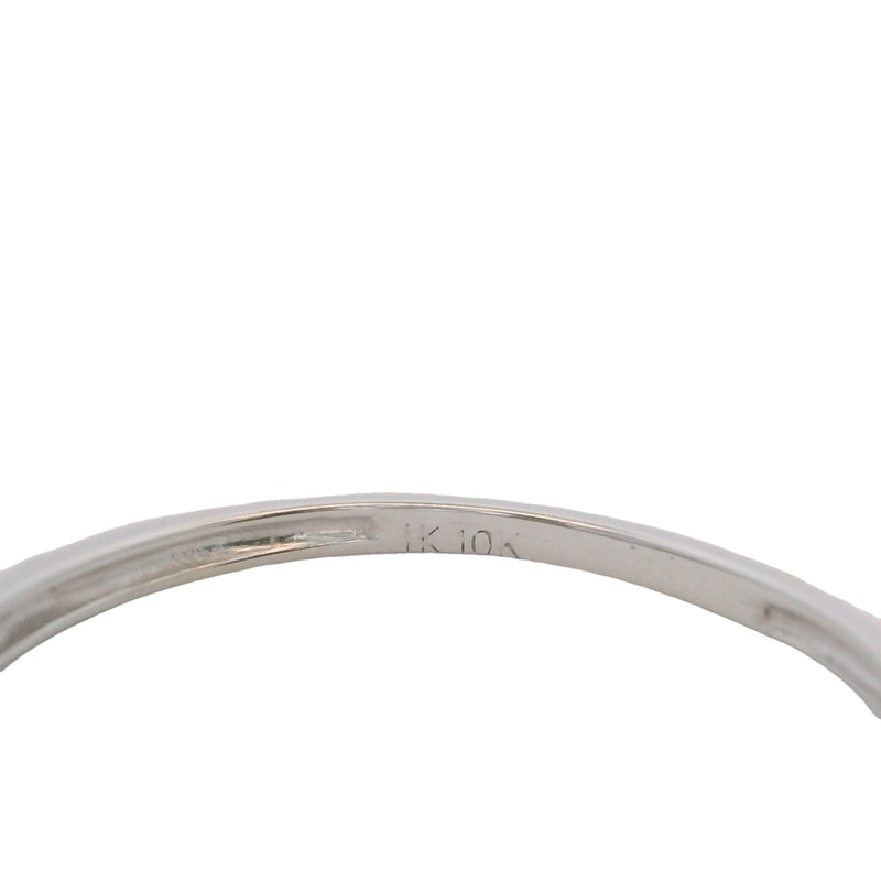 Solid 10kt White Gold and Diamond 1.7mm Thin Stackable Wedding Band Ring Size 7