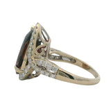 Solid 14kt White Gold 5.5ct Pear Tourmaline and Diamond Halo Cocktail Ring Size 6