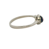 Vintage Italian Solid 18kt White Gold and Enamel Floral Heart Rose Ring Size 6