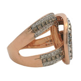 Le Vian Solid 14kt Rose Gold Cognac and White Diamonds Loop Knot Cocktail Ring Size 7