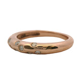Vintage Solid 14kt Rose Gold Flush-Mount Diamonds Small Dome Stackable Band Ring Size 6.75