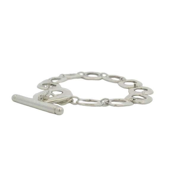 Tiffany & Co 925 Sterling Silver Open Square Cushion Link Toggle Bracelet 7.5"