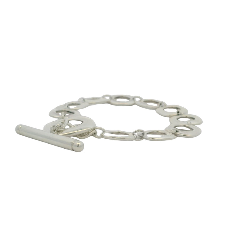 Tiffany & Co 925 Sterling Silver Open Square Cushion Link Toggle Bracelet 7.5"