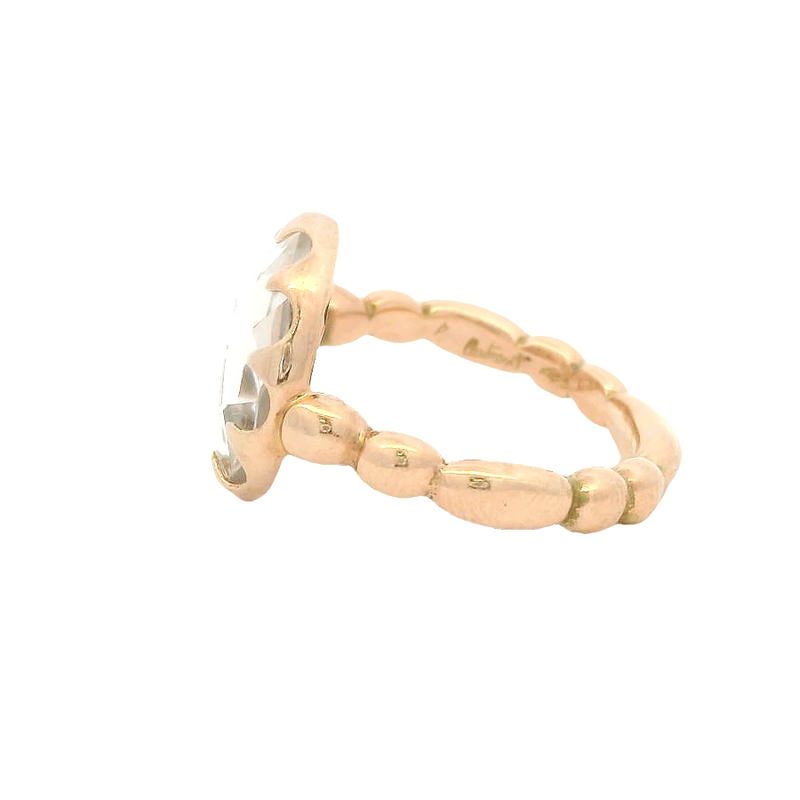 Laurent Gandini Bon Ton Collection 9kt Rose Gold Transparent Rock Crystal Ring Made in Italy