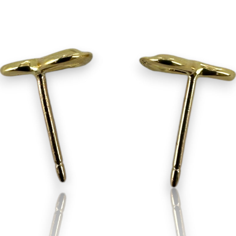 Vintage Tiffany & Co Peretti Mini Open Heart Solid 18KT Yellow Gold Stud Earrings