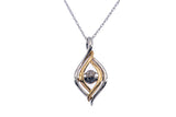 LJ Legend Jewelry Floating Diamond Pendant 10K 417 White & Yellow Gold Necklace