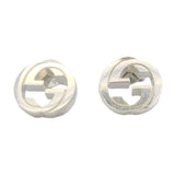 Gucci Solid 925 Sterling Silver Interlocking G Logo Stud Earrings