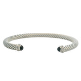 David Yurman 925 Sterling Silver Classic Cable Amethyst and Diamond Cuff Bracelet 7"