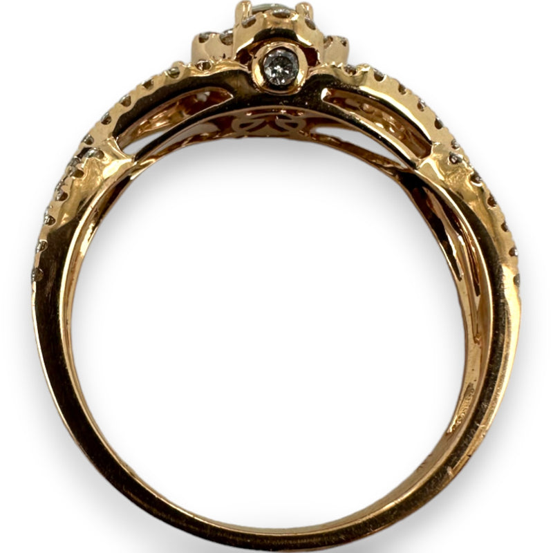 LeVian Signed Solid 14kt Rose Gold and Natural Diamonds Wedding Engagement Ring Size 7