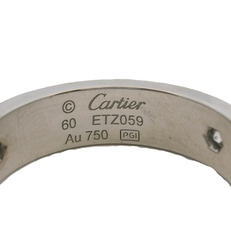 Cartier Solid 18kt White Gold Classic Model 5.5mm Love Ring with 3 Diamonds 0.22ct Size 60 9.25
