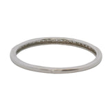 Solid 14kt White Gold and Diamond Thin 1.6mm Wedding Stackable Ring Size 7.75