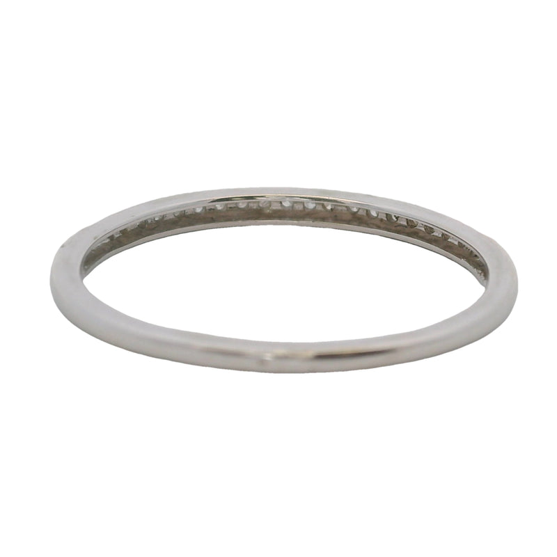 Anillo de boda apilable de oro blanco macizo de 14 kt y diamantes finos de 1,6 mm, talla 7,75