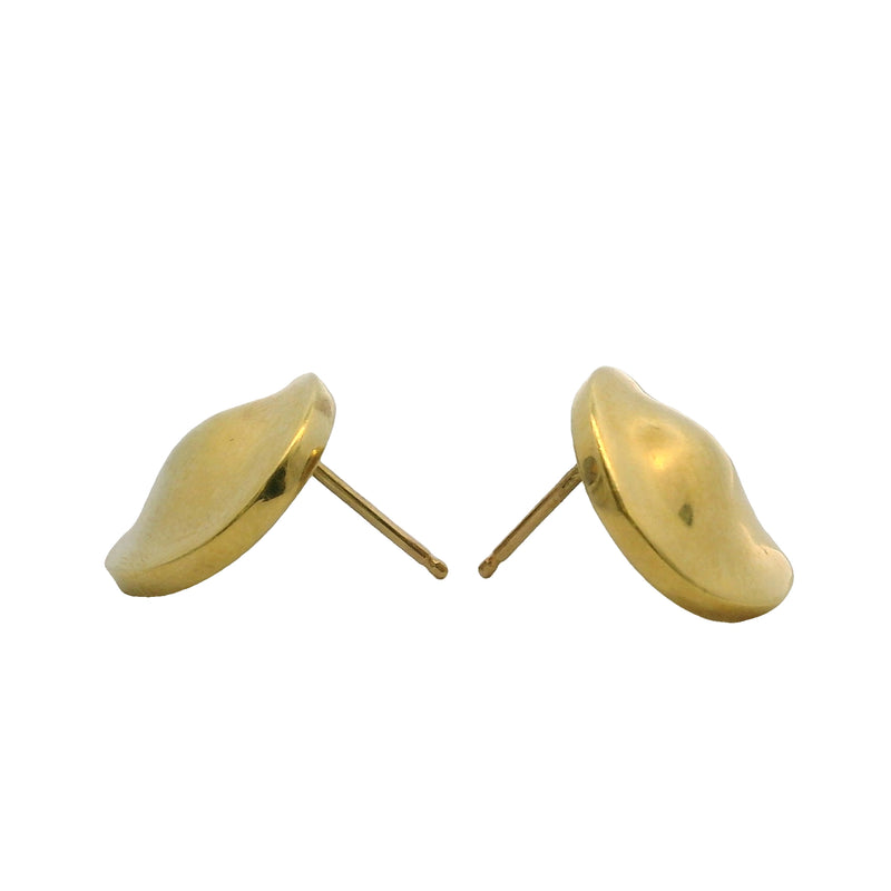 Vintage Robert Lee Morris Solid 18kt Yellow Gold Disc Button 13mm Stud Earrings