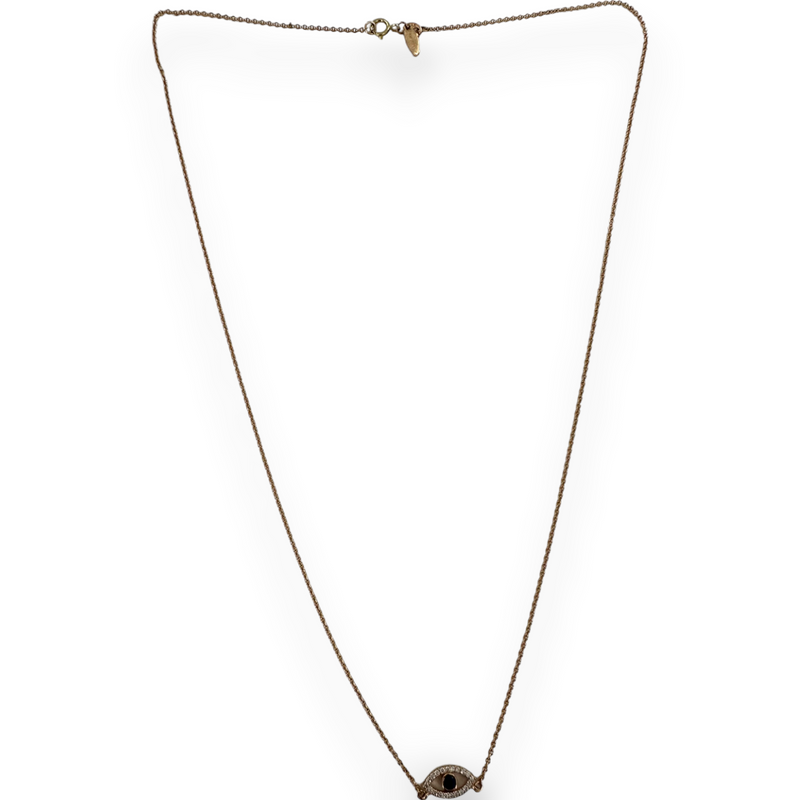 Angara Diamond and Sapphire Evil Eye Necklace 14KT 585 Rose Gold