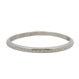 Antique 1920s Solid 900 Platinum Chevron Etched Dainty Thin Wedding Stackable Band Size 7.5
