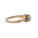 Antique Late Victorian Solid 14kt Rose Gold Blue-Green Opal Belcher Setting Solitaire Ring Size 6
