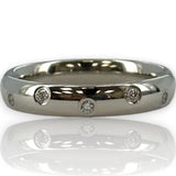 Benchmark Signed Solid Platinum Eternity Burnished Diamond 4mm Band Stackable Ring Size 8