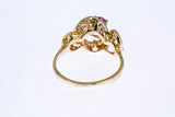Pink Sapphire & Diamond Accent Band 14K 585 Yellow Gold Ring Size 6 1/2