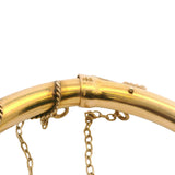 Antique Late Victorian Art Nouveau 14kt Yellow Gold and Cabochon Opal Rope Bangle Bracelet 6.5"