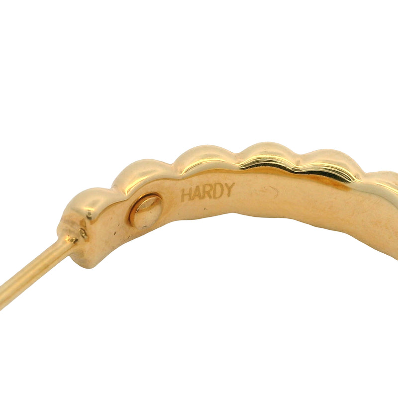 John Hardy Retired Solid 18kt Yellow Gold Bedeg Ripple 23mm Hoop Earrings