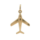 Vintage Italian Solid 14k Yellow Gold Airplane Travel Dangle Charm