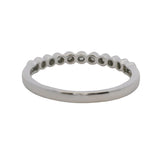 14kt White Gold and Bezel Set Round Diamond Bubble Wedding Stackable Band Ring Size 9